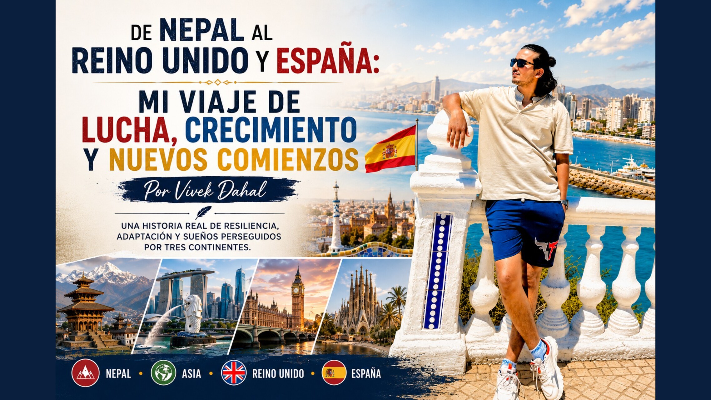 De Nepal al Reino Unido y España — el viaje de Vivek Dahal a través de Nepal, Asia, el Reino Unido y
España.